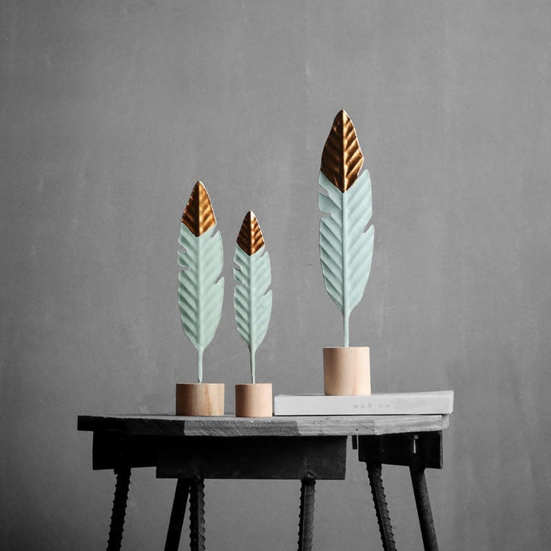 Feather Wooden Table Accent - Premium 0 from The Luxury Pillow - Just $29.98! Shop now at The Luxury Pillow