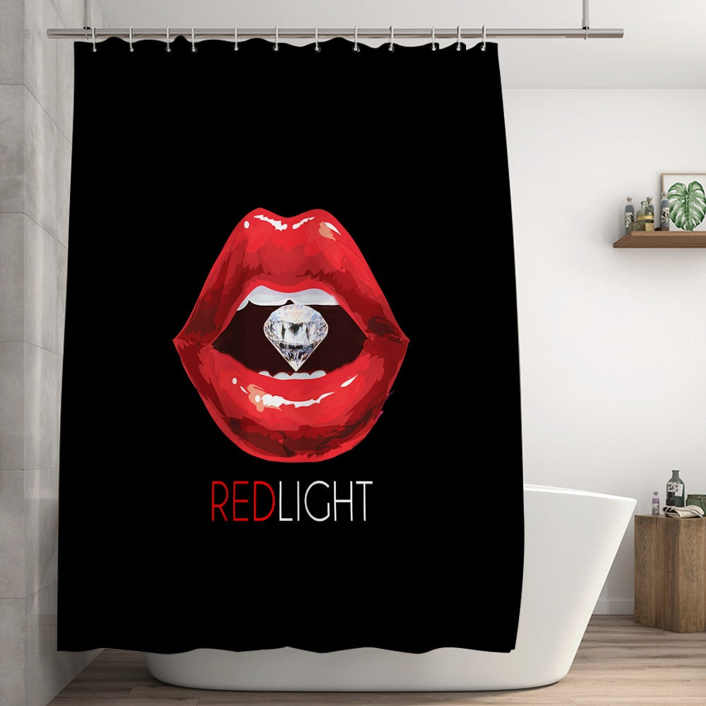 Romantic Lips Heels Parfum Bathroom Shower Curtain