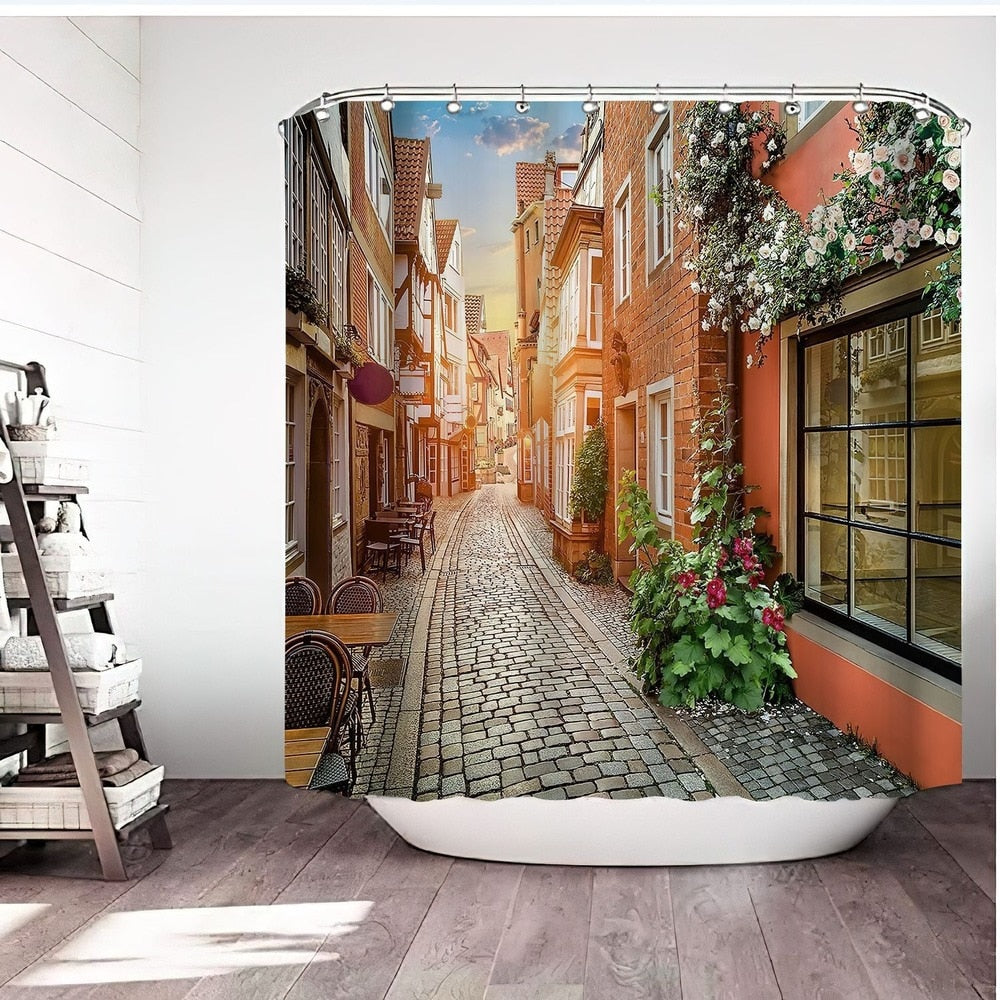 Scenic Villa Shower Curtain - Premium from The Luxury Pillow - Just $54.99! Shop now at The Luxury Pillow
