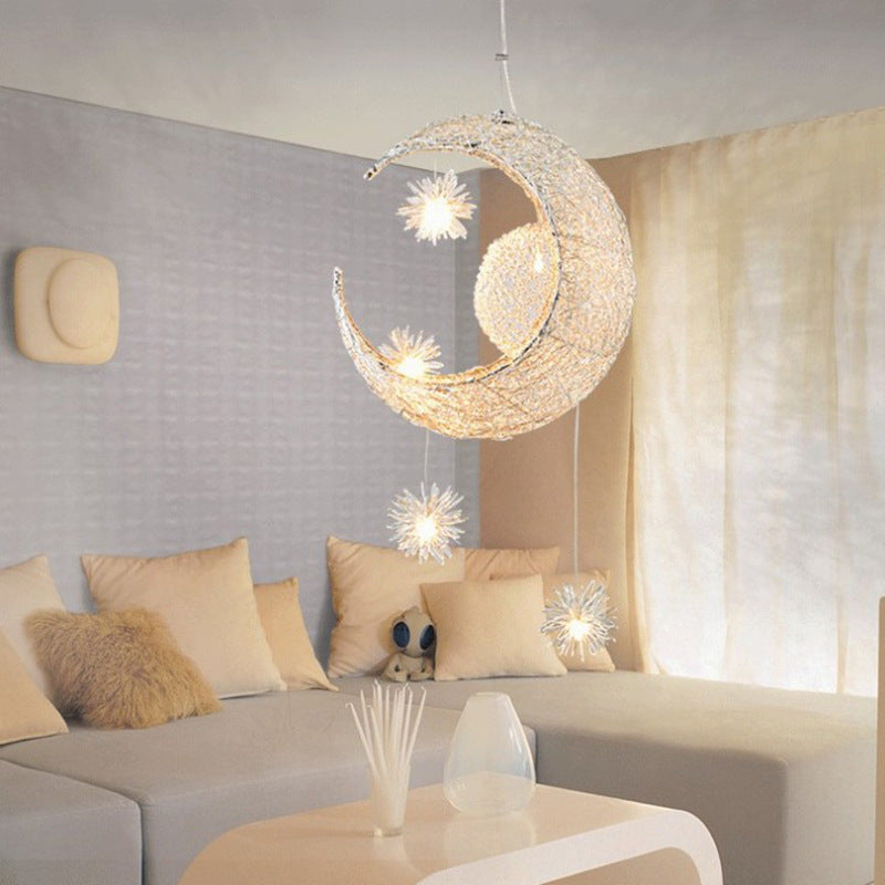 Aluminum Wire Star Moon Chandelier - Premium Chandelier from The Luxury Pillow - Just $229.99! Shop now at The Luxury Pillow