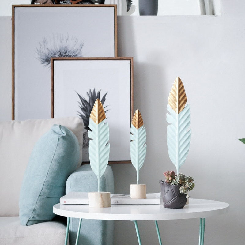 Feather Wooden Table Accent