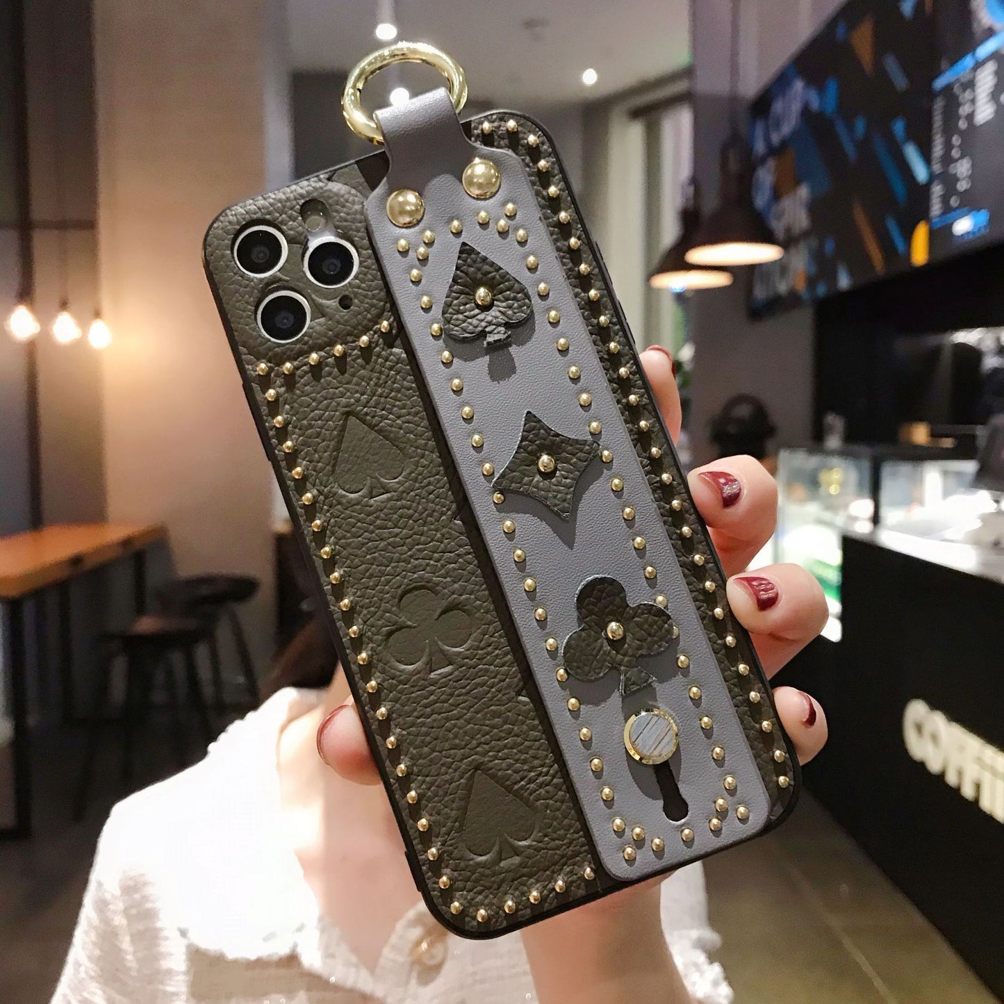 Leather Embossed Cell Phone Case Wrist Strap Protective Cover - Premium Phone Case from The Luxury Pillow - Just $34.99! Shop now at The Luxury Pillow