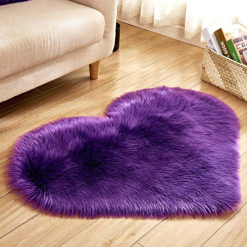Plush Heart-Shaped Faux Fur Rug - Premium Rug from The Luxury Pillow - Just $59.99! Shop now at The Luxury Pillow