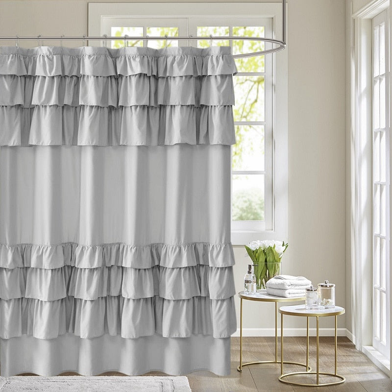 Soft Pink Ruffle Shower Curtain