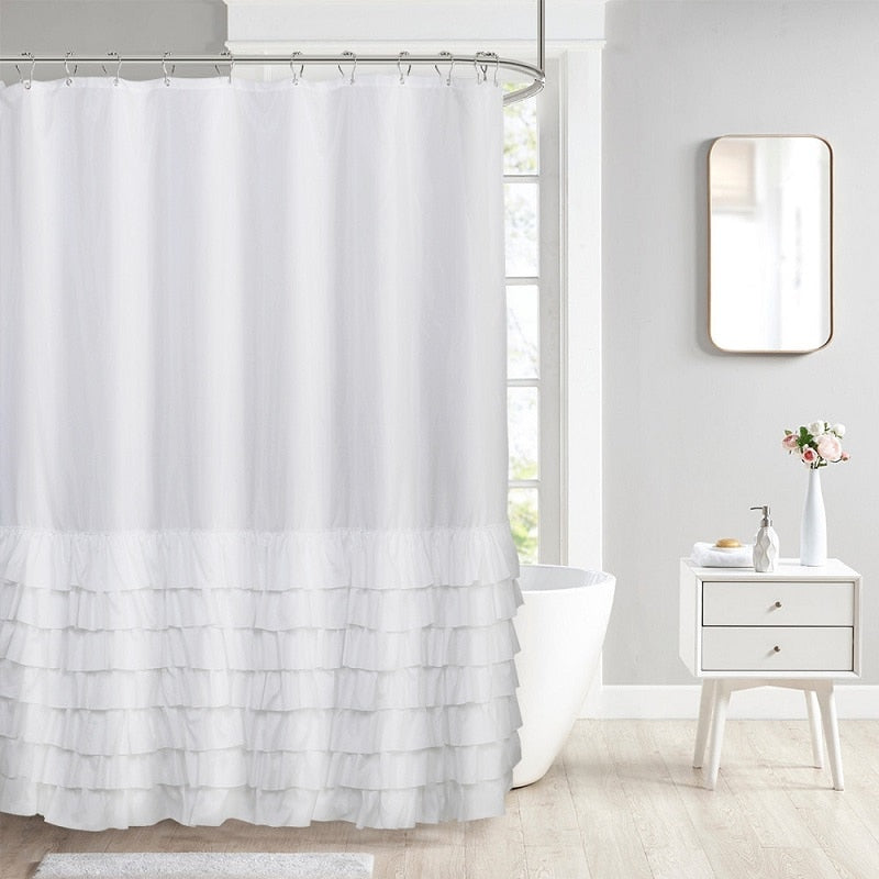 Soft Pink Ruffle Shower Curtain