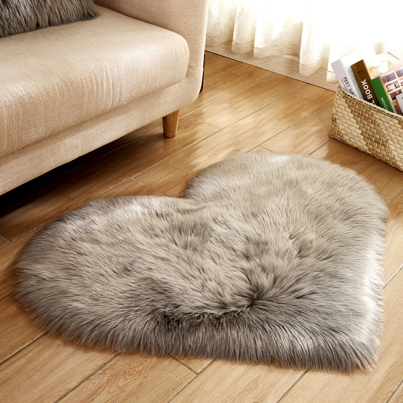 Plush Heart-Shaped Faux Fur Rug - Premium Rug from The Luxury Pillow - Just $59.99! Shop now at The Luxury Pillow