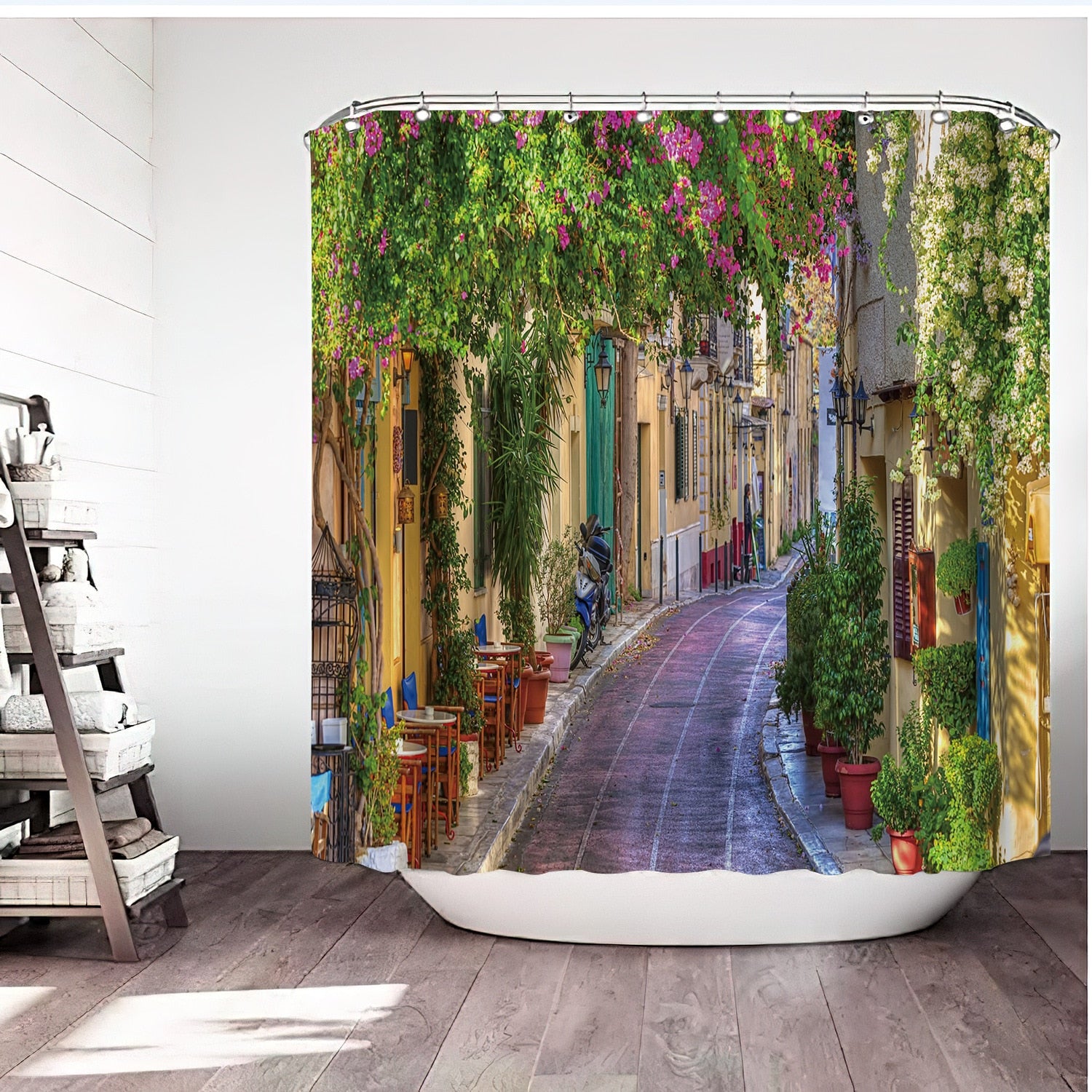 Scenic Villa Shower Curtain - Premium  from The Luxury Pillow - Just $54.99! Shop now at The Luxury Pillow