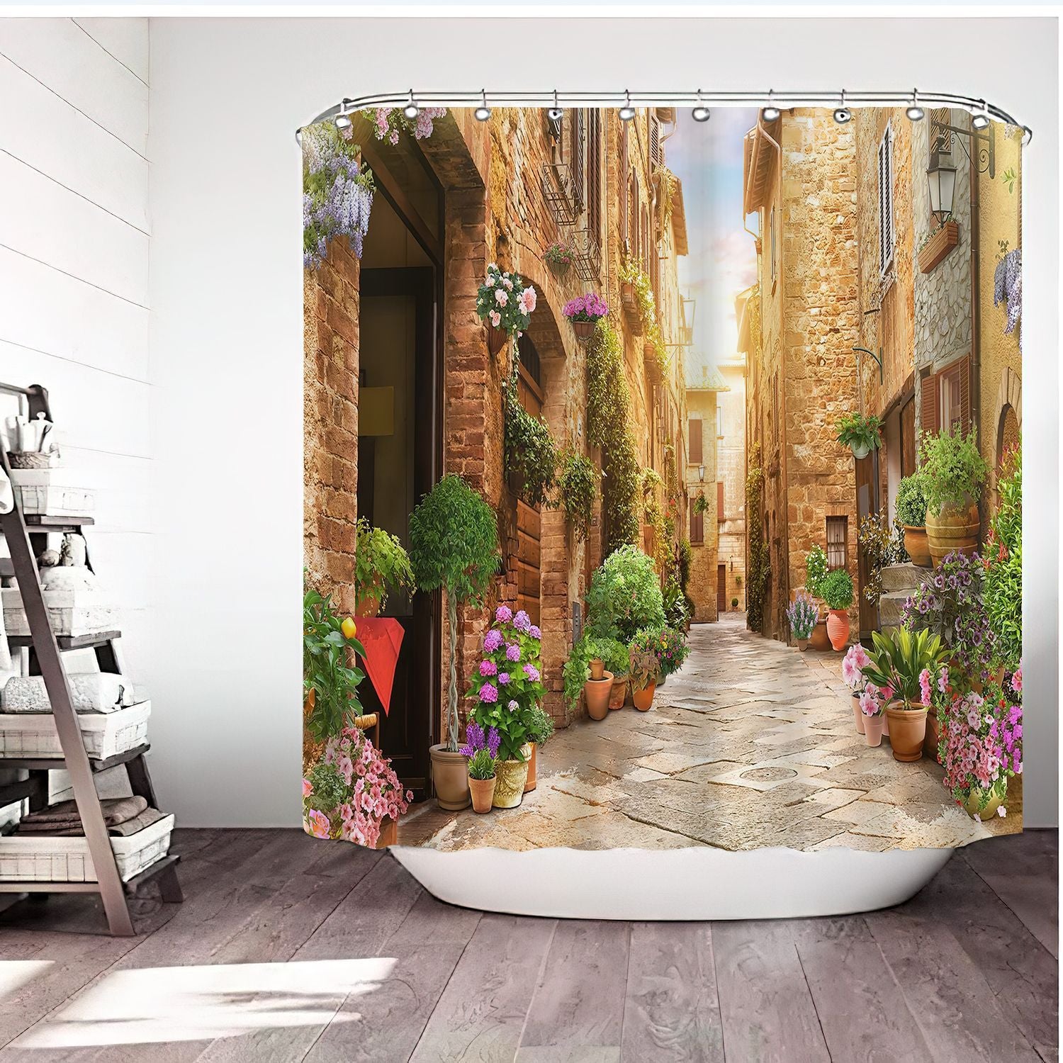 Scenic Villa Shower Curtain - Premium  from The Luxury Pillow - Just $54.99! Shop now at The Luxury Pillow