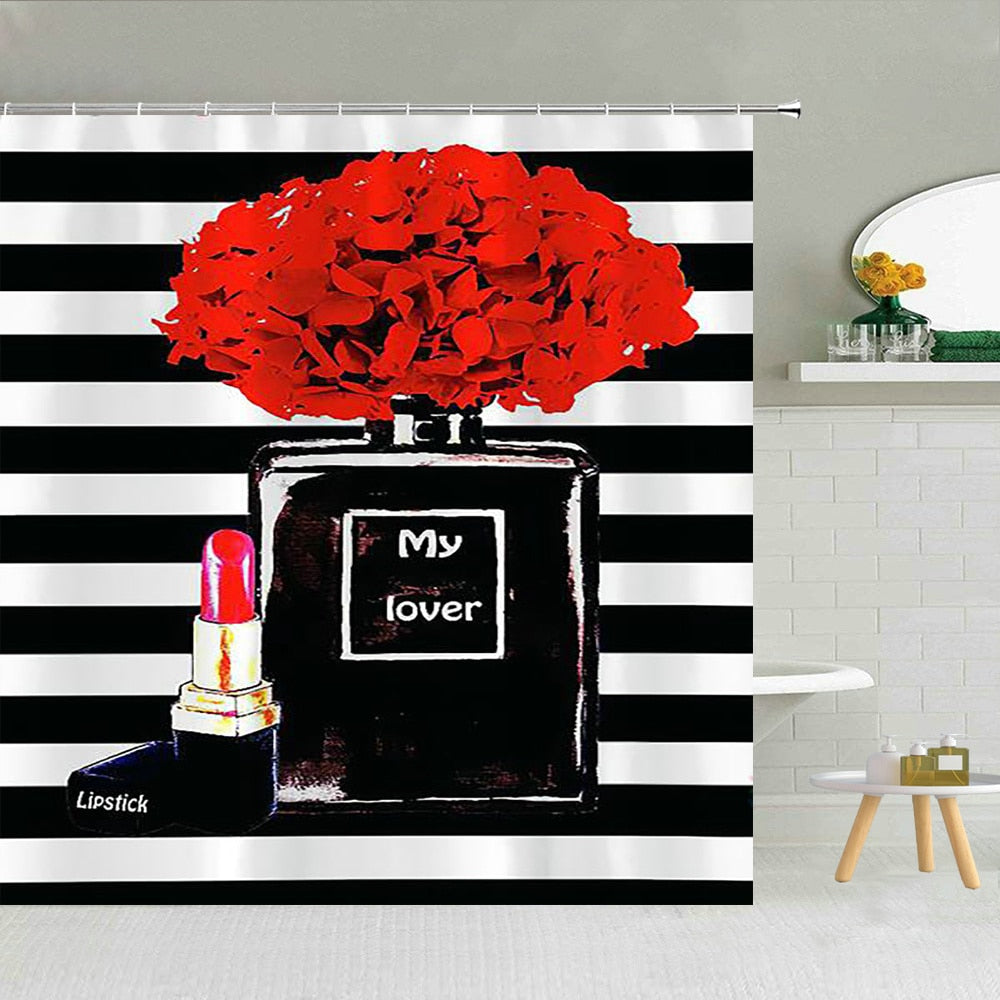 Romantic Lips Heels Parfum Bathroom Shower Curtain - Premium Shower Curtain from The Luxury Pillow - Just $49.99! Shop now at The Luxury Pillow
