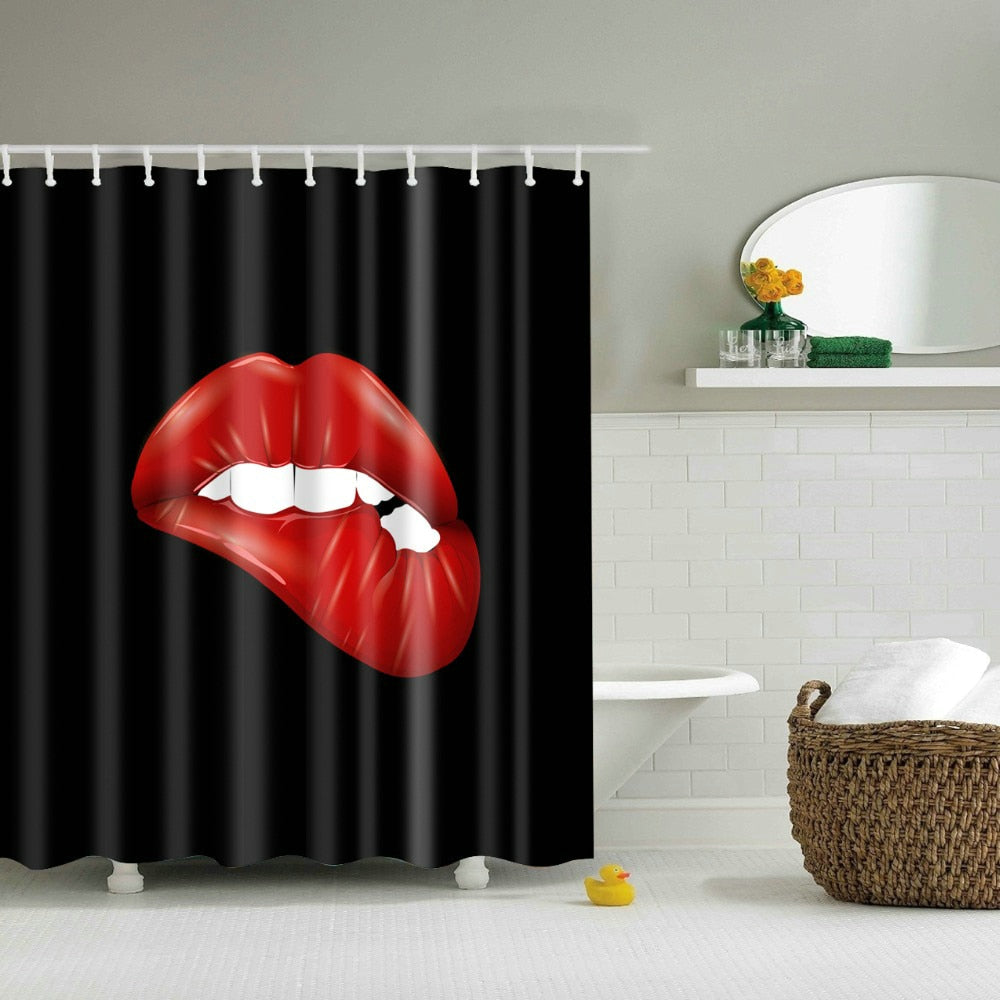 Romantic Lips Heels Parfum Bathroom Shower Curtain